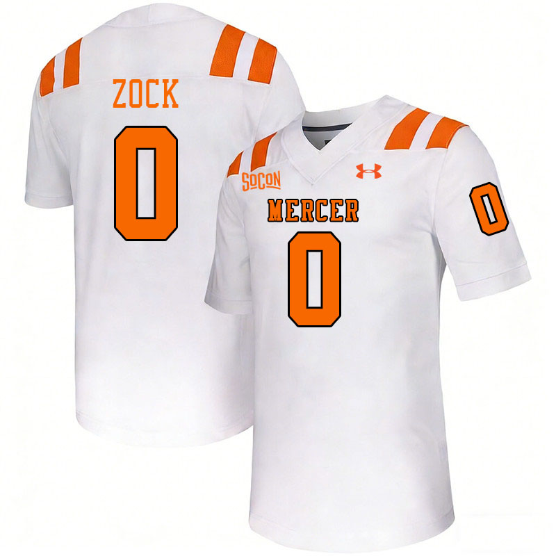 Mercer Bears #0 Andrew Zock College Football Jerseys,Uniforms Stitched-White